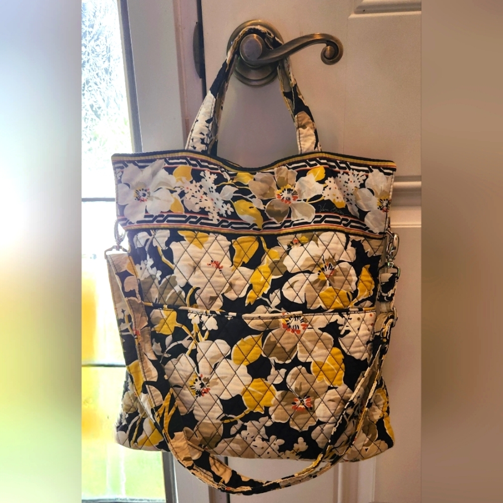 Vera Bradley Floral Quilted Tote Bag - Yellow and Black